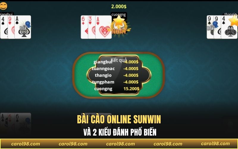 Bài cào online Sunwin và 2 kiểu đánh phổ biến