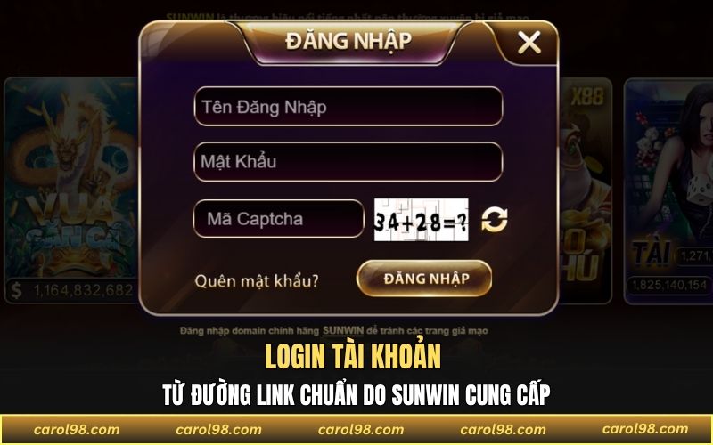 Login tài khoản từ đường link chuẩn do SUNWIN cung cấp